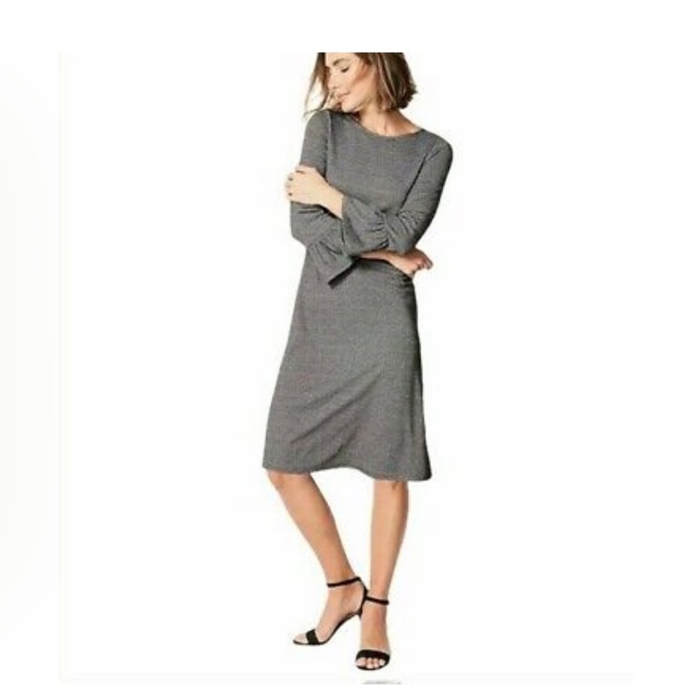 J JillBlack Zinc Dress Womens Stretch Knit 3/4 Sleeve  Womens Size Large Petite